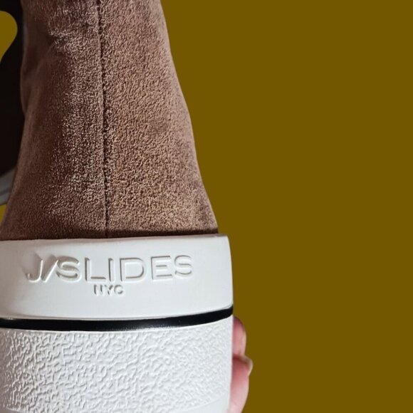 J/Slides NYC Suede Leather Upper Platform Ankle Boots Size 7 tan color - Picture 9 of 13